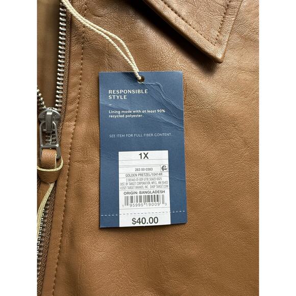 Universal Thread Women's Brown Faux Leather Jacket 1X NWT - Picture 9 of 9